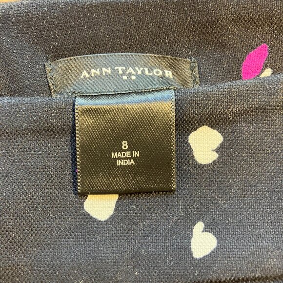 Ann Taylor Purple Print Cotton Spandex Skirt Size 8 - Picture 2 of 5